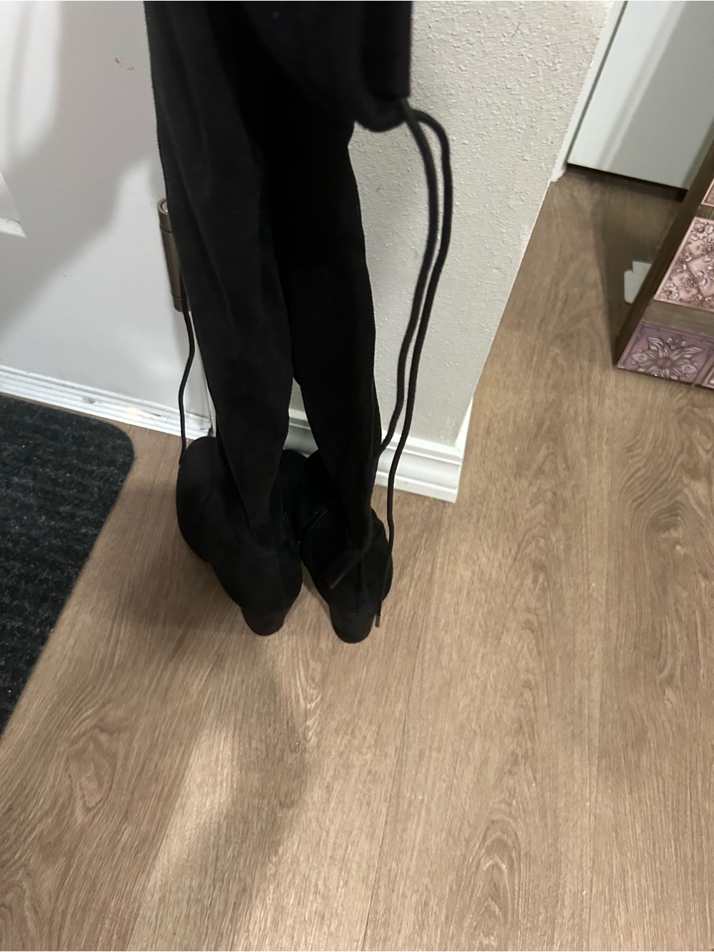 Black Over-the-Knee Lace-Up Women’s Boots